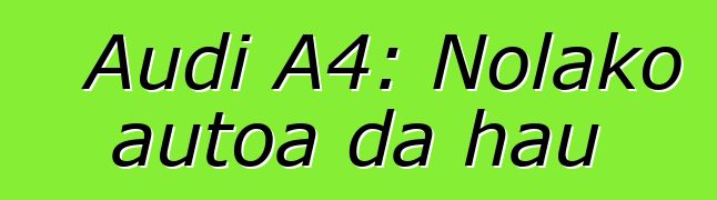 Audi A4: Nolako autoa da hau