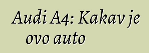 Audi A4: Kakav je ovo auto