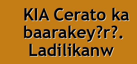 KIA Cerato ka baarakɛyɔrɔ. Ladilikanw