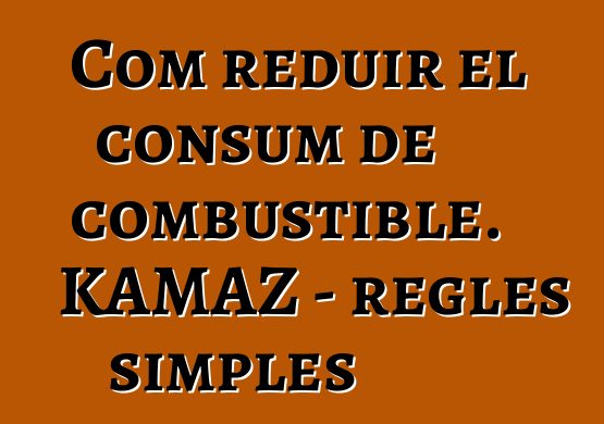 Com reduir el consum de combustible. KAMAZ - regles simples