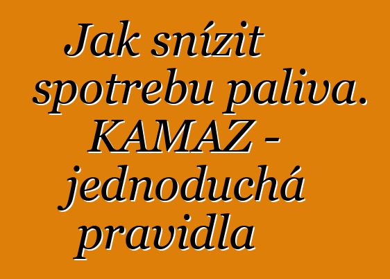 Jak snížit spotřebu paliva. KAMAZ - jednoduchá pravidla
