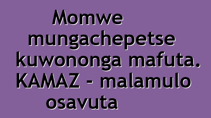 Momwe mungachepetse kuwononga mafuta. KAMAZ - malamulo osavuta