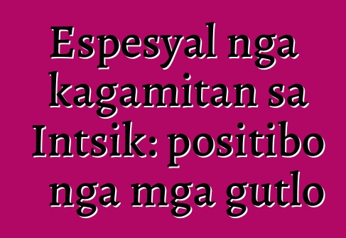 Espesyal nga kagamitan sa Intsik: positibo nga mga gutlo