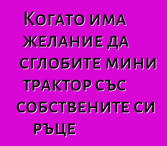 Когато има желание да сглобите мини трактор със собствените си ръце