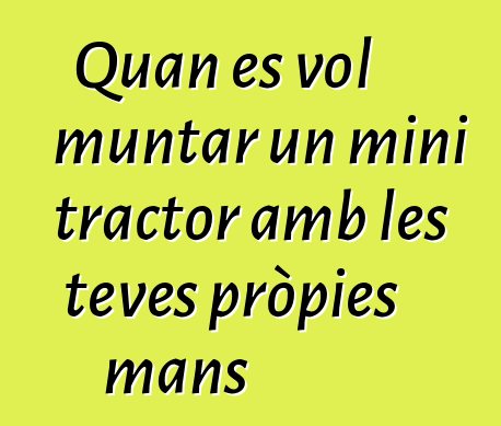 Quan es vol muntar un mini tractor amb les teves pròpies mans