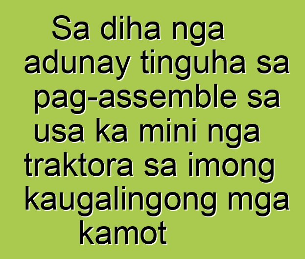 Sa diha nga adunay tinguha sa pag-assemble sa usa ka mini nga traktora sa imong kaugalingong mga kamot