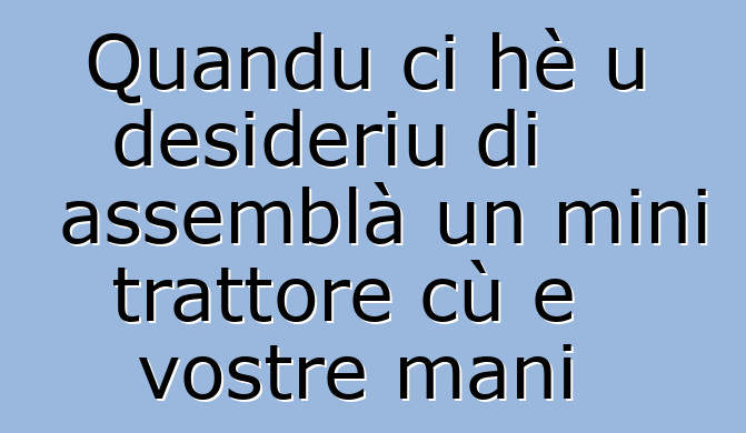 Quandu ci hè u desideriu di assemblà un mini trattore cù e vostre mani