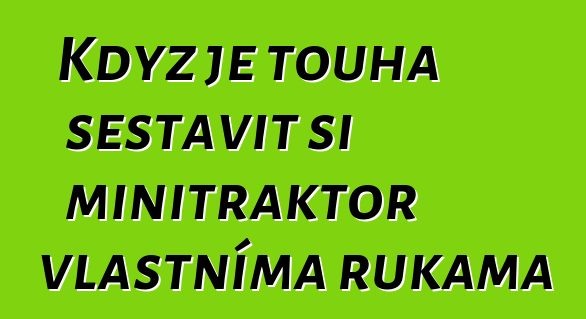 Když je touha sestavit si minitraktor vlastníma rukama