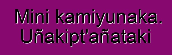 Mini kamiyunaka. Uñakipt’añataki