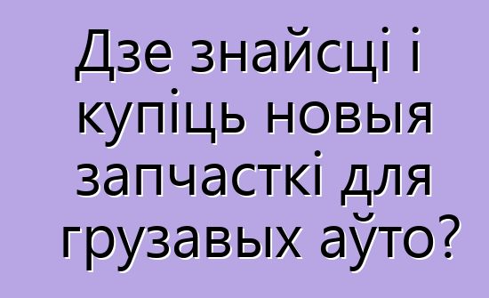 Дзе знайсці і купіць новыя запчасткі для грузавых аўто?