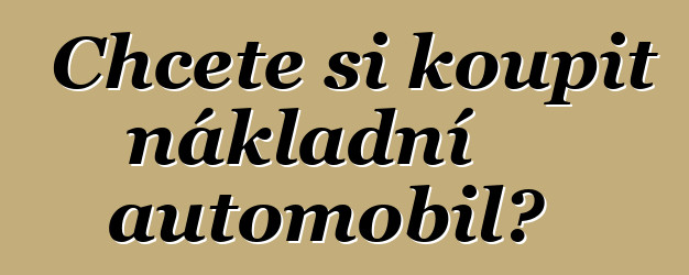 Chcete si koupit nákladní automobil?