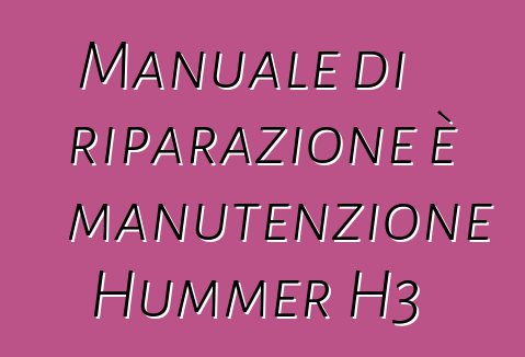 Manuale di riparazione è manutenzione Hummer H3