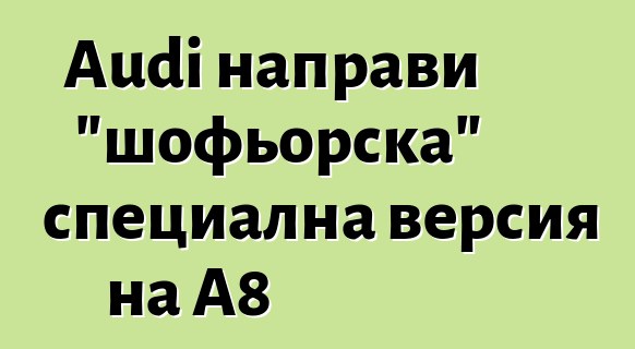 Audi направи "шофьорска" специална версия на A8