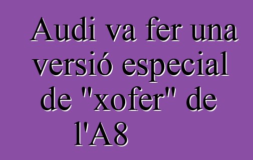 Audi va fer una versió especial de "xofer" de l'A8