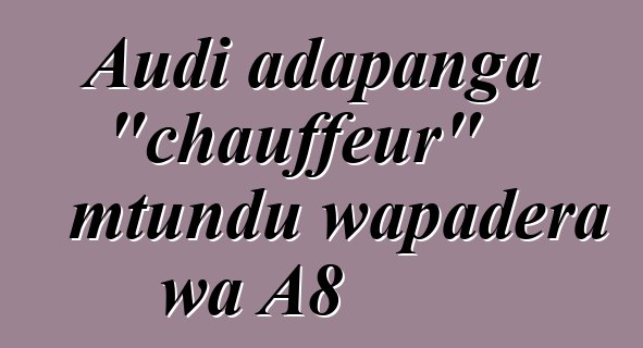 Audi adapanga "chauffeur" mtundu wapadera wa A8