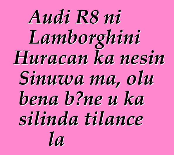 Audi R8 ni Lamborghini Huracan ka ɲɛsin Sinuwa ma, olu bɛna bɔnɛ u ka silinda tilancɛ la