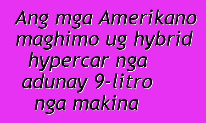 Ang mga Amerikano maghimo ug hybrid hypercar nga adunay 9-litro nga makina