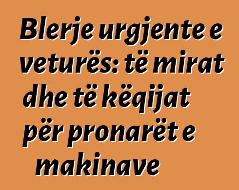 Blerje urgjente e veturës: të mirat dhe të këqijat për pronarët e makinave