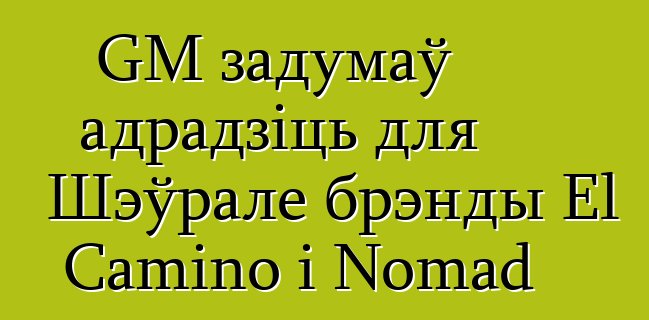 GM задумаў адрадзіць для Шэўрале брэнды El Camino і Nomad