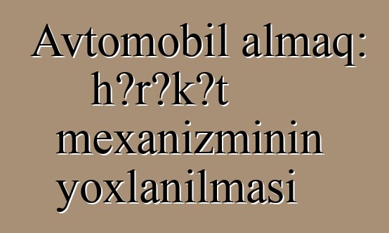 Avtomobil almaq: hərəkət mexanizminin yoxlanılması