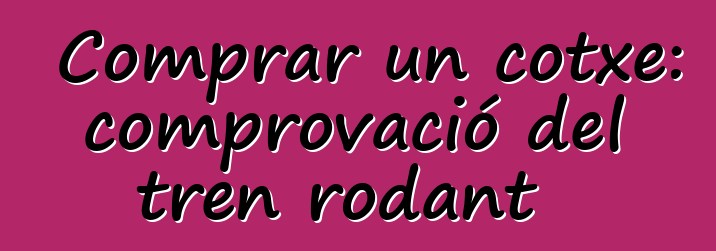 Comprar un cotxe: comprovació del tren rodant