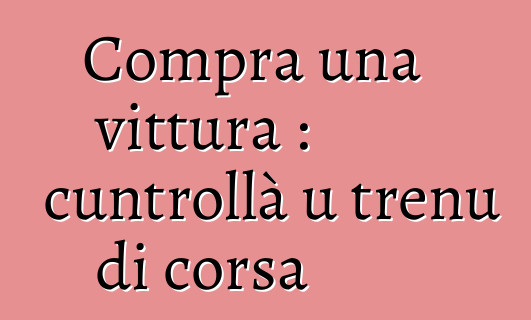 Compra una vittura : cuntrollà u trenu di corsa