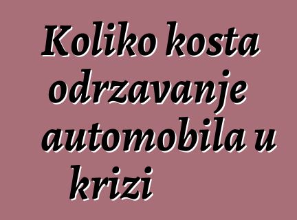 Koliko košta održavanje automobila u krizi
