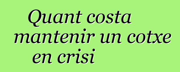 Quant costa mantenir un cotxe en crisi