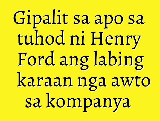 Gipalit sa apo sa tuhod ni Henry Ford ang labing karaan nga awto sa kompanya