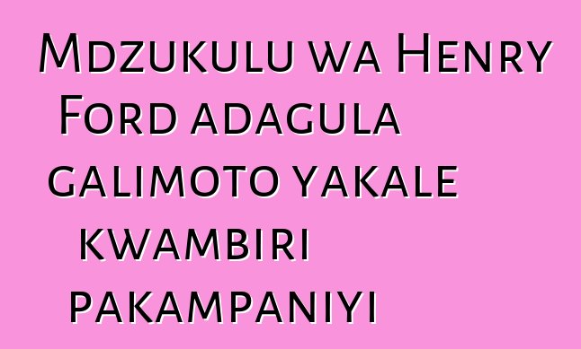 Mdzukulu wa Henry Ford adagula galimoto yakale kwambiri pakampaniyi
