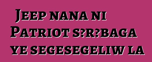 Jeep nana ni Patriot sɔrɔbaga ye sɛgɛsɛgɛliw la