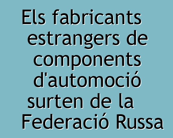 Els fabricants estrangers de components d'automoció surten de la Federació Russa