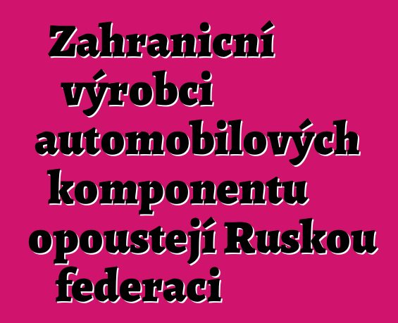 Zahraniční výrobci automobilových komponentů opouštějí Ruskou federaci