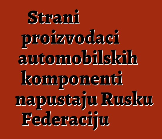 Strani proizvođači automobilskih komponenti napuštaju Rusku Federaciju