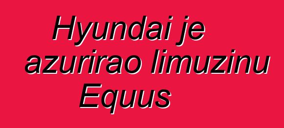 Hyundai je ažurirao limuzinu Equus