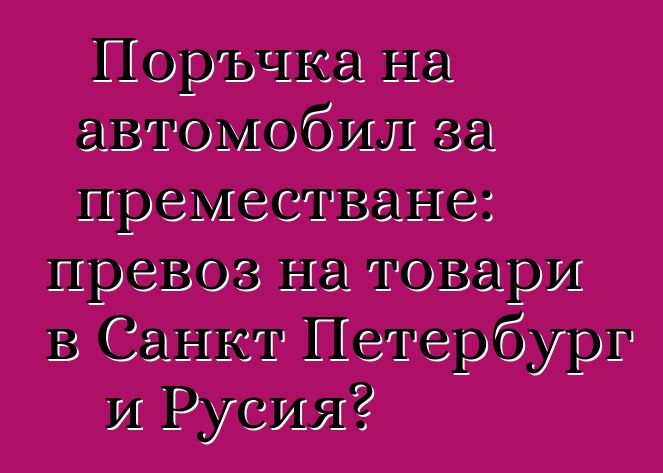 Поръчка на автомобил за преместване: превоз на товари в Санкт Петербург и Русия?