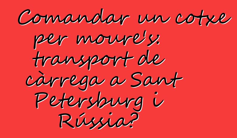 Comandar un cotxe per moure's: transport de càrrega a Sant Petersburg i Rússia?