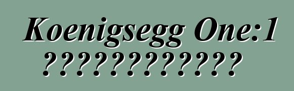 Koenigsegg One:1 超级跑车创造铃鹿赛道纪录