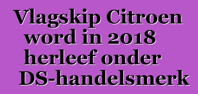 Vlagskip Citroen word in 2018 herleef onder DS-handelsmerk