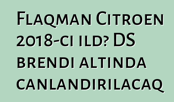 Flaqman Citroen 2018-ci ildə DS brendi altında canlandırılacaq