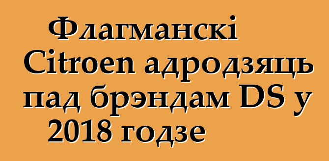 Флагманскі Citroen адродзяць пад брэндам DS у 2018 годзе