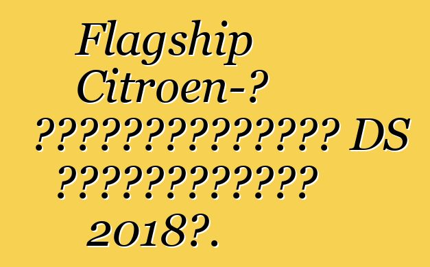 Flagship Citroen-ը կվերակենդանանա DS ապրանքանիշով 2018թ.