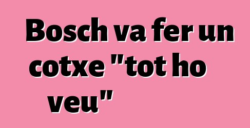 Bosch va fer un cotxe "tot ho veu"