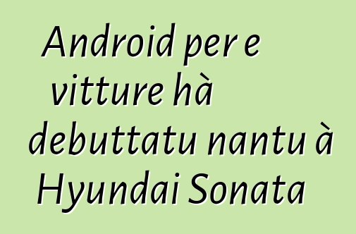 Android per e vitture hà debuttatu nantu à Hyundai Sonata
