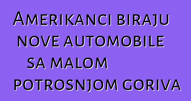 Amerikanci biraju nove automobile sa malom potrošnjom goriva