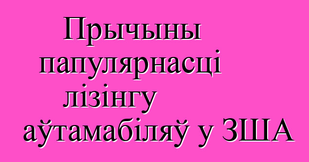 Прычыны папулярнасці лізінгу аўтамабіляў у ЗША
