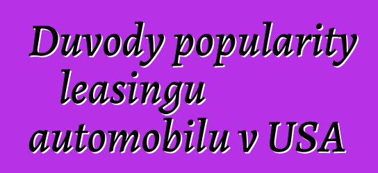 Důvody popularity leasingu automobilů v USA