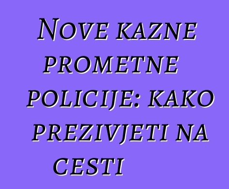 Nove kazne prometne policije: kako preživjeti na cesti