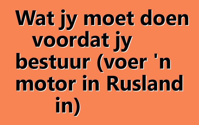Wat jy moet doen voordat jy bestuur (voer 'n motor in Rusland in)