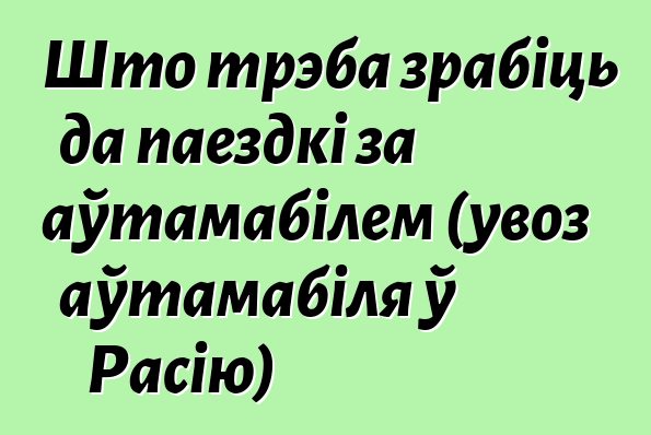 Што трэба зрабіць да паездкі за аўтамабілем (увоз аўтамабіля ў Расію)